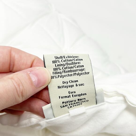 Pottery‎ Barn Home Quilted Pintuck Accent Throw Pillow Sham Case Cover White - Picture 6 of 7